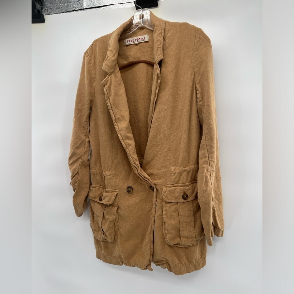 Free People Charley blazer brown jacket button front long sleeve size M - Picture 11 of 12